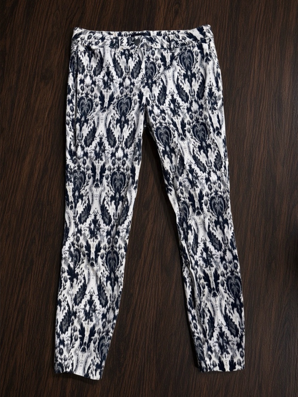 Mango MNG Suit Navy Damask Pants Size 4